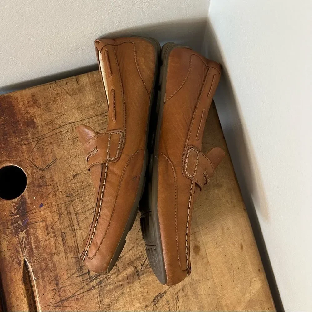 Sperry Topsider Brown Leather Loafer Shoes Men's 9.5 Deck Shoes Preppy Boardwalk